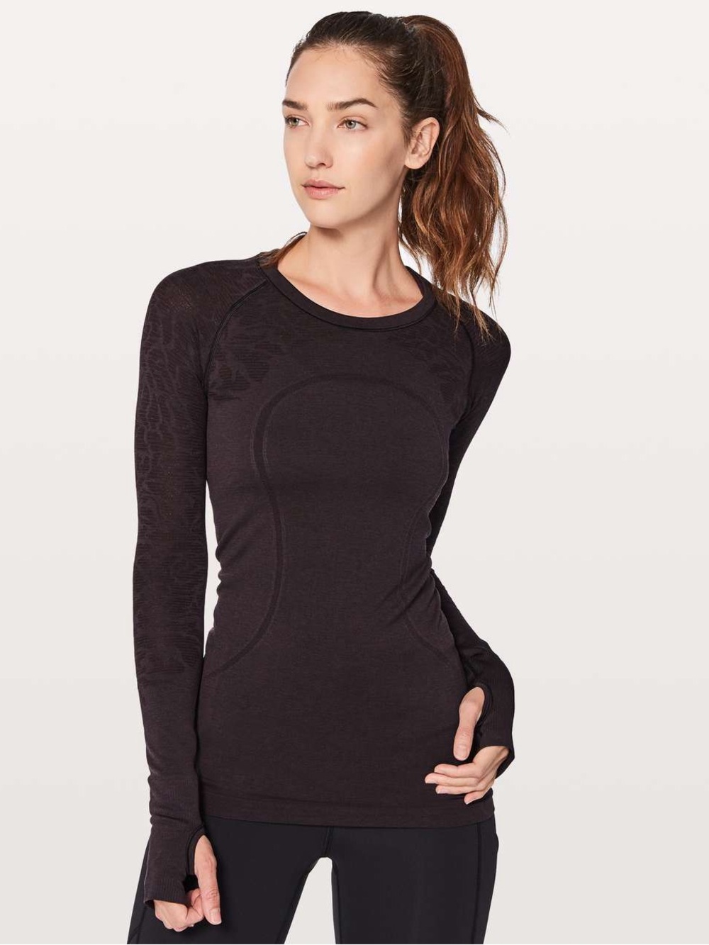 Lululemon Swiftly Tech Long Sleeve Floral Crew Black Cherry Size 4 or 6